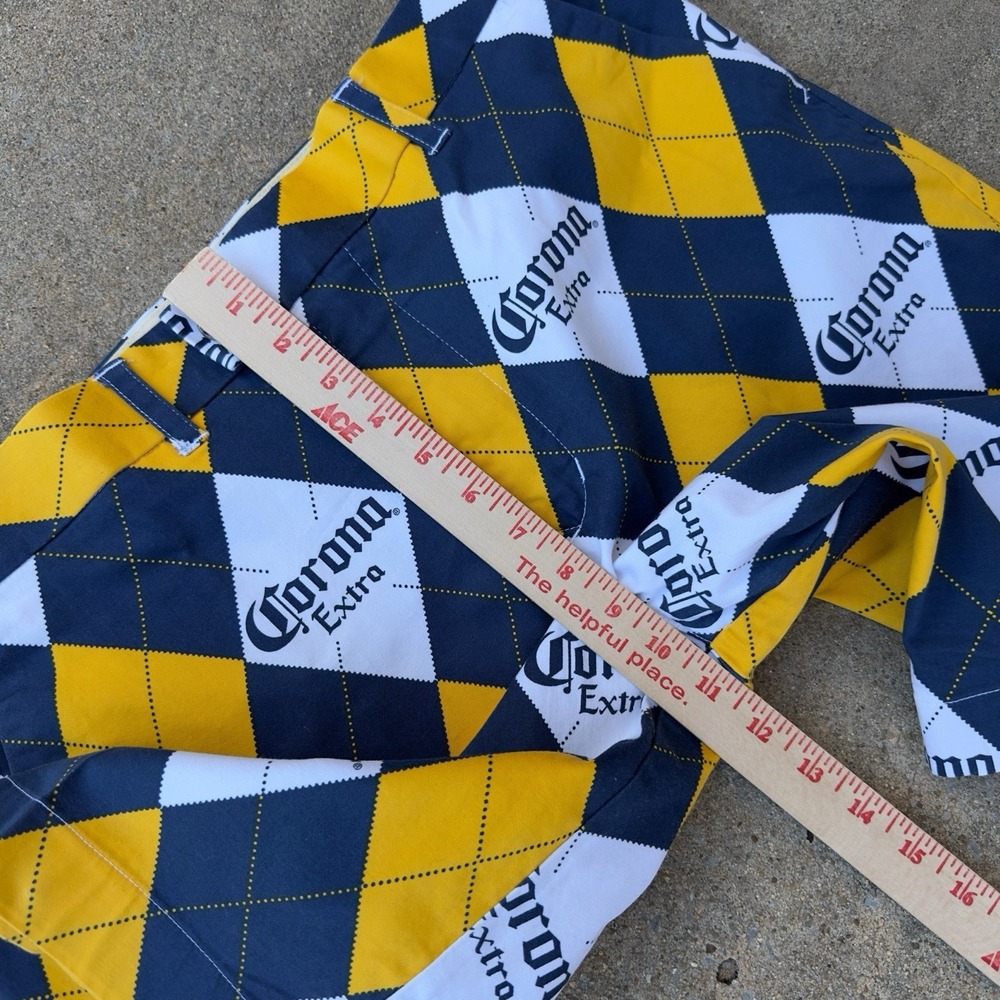 Loudmouth Corona Extra Argyle Men's Golf Heritage Shorts Size 36 Cerveza - Picture 7 of 12